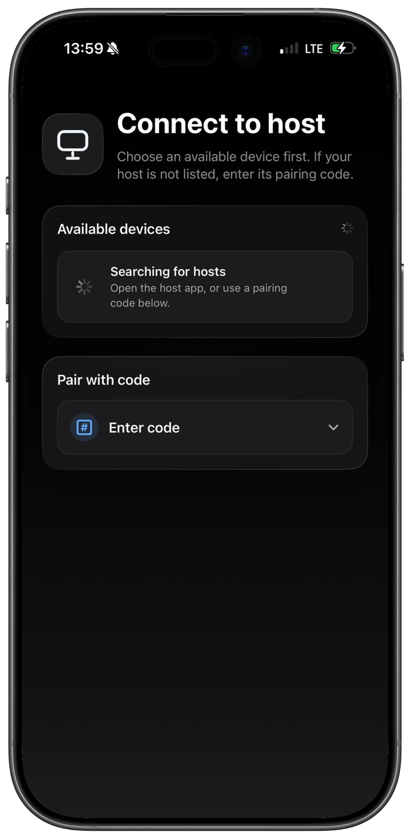 Remote Desktop finding a computer on an Apple iPhone